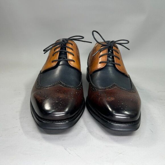 Leizilei Derby Men's Size 7 Leather Lace Up Wing Tip Brogue‎ Oxford Dress Shoes - Picture 2 of 16